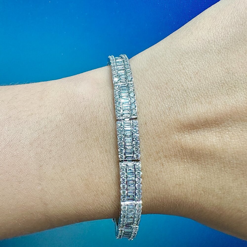 7.10 Carat Natural Diamond Bracelet F-G VS-SI 14K White Gold 7''